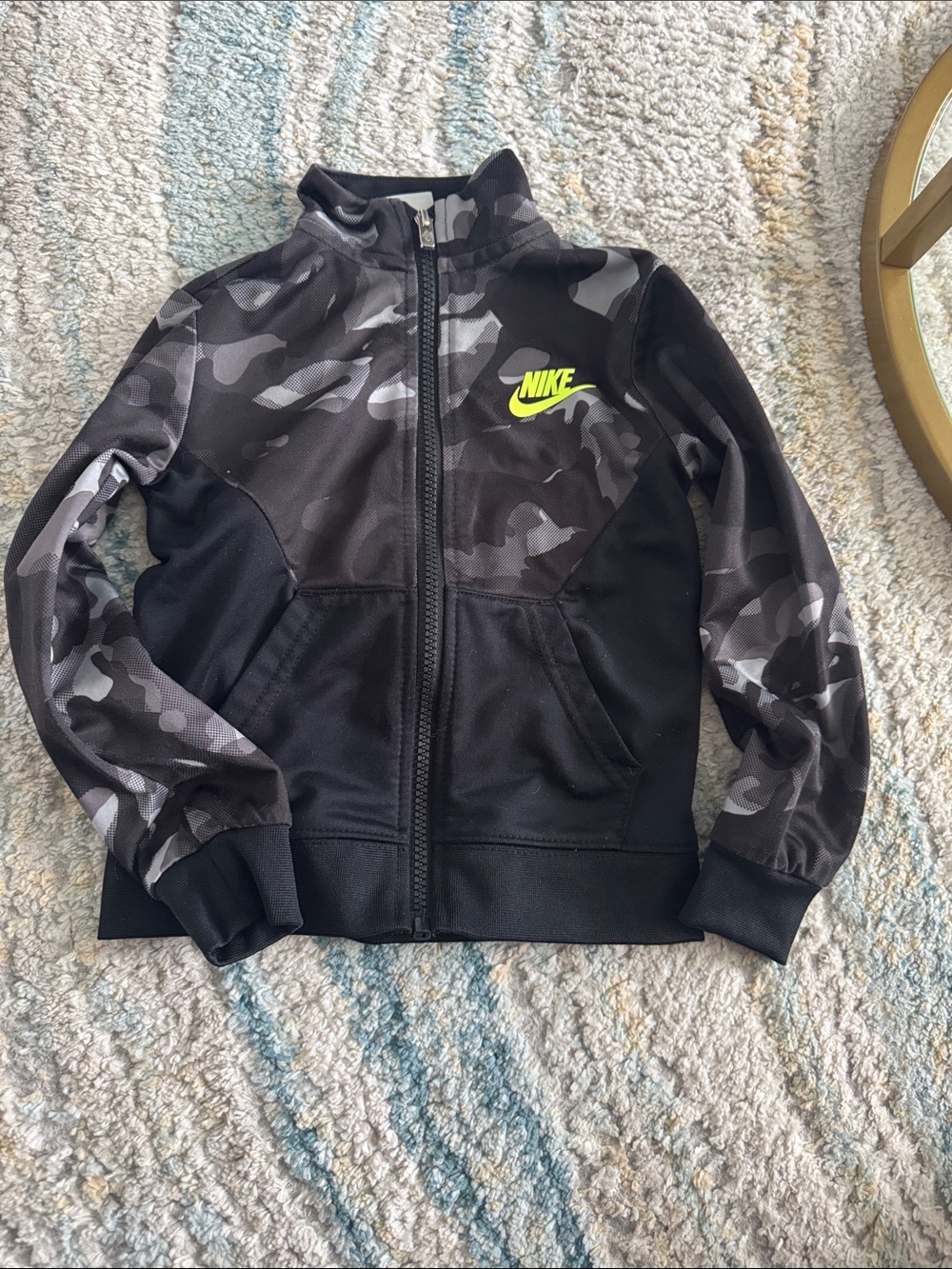 Nike Black and Neon Yellow Camo Track Jacket